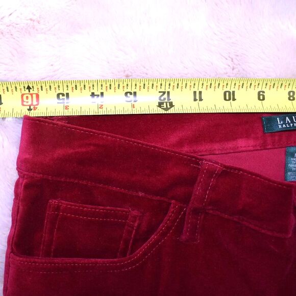 Lauren Ralph Lauren VTG 90s Bright Red Pant Sz 10 Velvety Soft Boot Cut Mid Rise - Picture 6 of 13